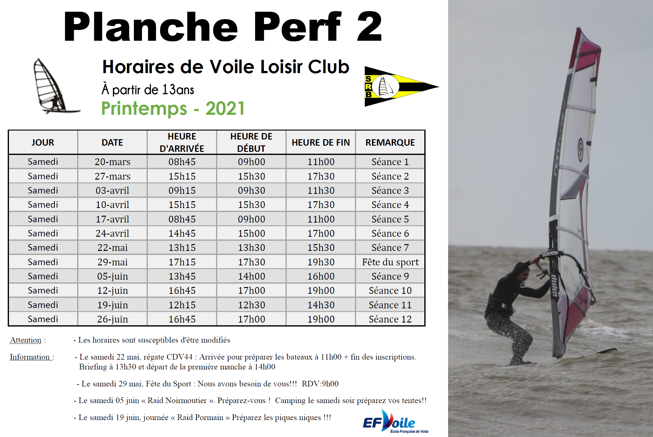 Horaires De La Voile Loisir Club – S.R.B.